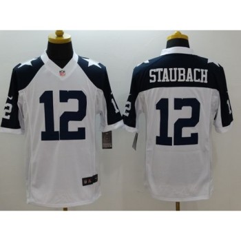 Cowboys #12 Roger Staubach White Thanksgiving Throwback Men's Stitched NFL Limited Jersey Cowboys #12 Roger Staubach White Thanksgiving Throwback Men's Stitched NFL Limited Jersey