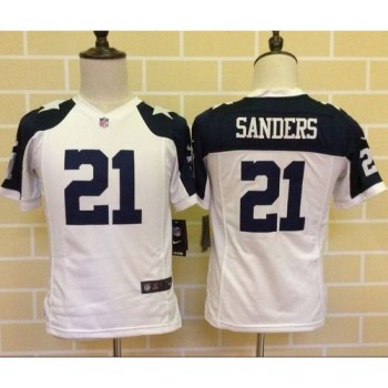 Cowboys #21 Deion Sanders White Thanksgiving Youth Throwback Stitched NFL Elite Jersey Cowboys #21 Deion Sanders White Thanksgiving Youth Throwback Stitched NFL Elite Jersey
