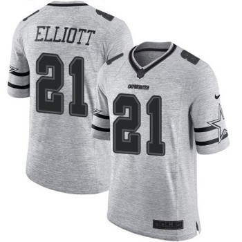 Cowboys #21 Ezekiel Elliott Gray Men's Stitched NFL Limited Gridiron Gray II Jersey Cowboys #21 Ezekiel Elliott Gray Men's Stitched NFL Limited Gridiron Gray II Jersey