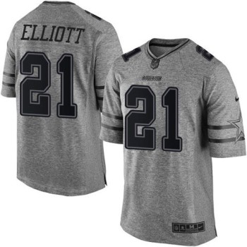Cowboys #21 Ezekiel Elliott Gray Men's Stitched NFL Limited Gridiron Gray Jersey Cowboys #21 Ezekiel Elliott Gray Men's Stitched NFL Limited Gridiron Gray Jersey