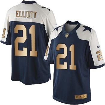 Cowboys #21 Ezekiel Elliott Navy Blue Thanksgiving Men's Stitched NFL Limited Gold Jersey Cowboys #21 Ezekiel Elliott Navy Blue Thanksgiving Men's Stitched NFL Limited Gold Jersey