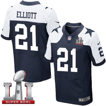 Cowboys #21 Ezekiel Elliott Navy Blue Thanksgiving Men's Stitched NFL Super Bowl LI 51 Throwback Elite Jersey Cowboys #21 Ezekiel Elliott Navy Blue Thanksgiving Men's Stitched NFL Super Bowl LI 51 Throwback Elite Jersey