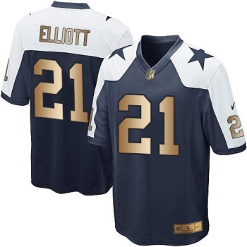 Cowboys #21 Ezekiel Elliott Navy Blue Thanksgiving Throwback Youth Stitched NFL Elite Gold Jersey Cowboys #21 Ezekiel Elliott Navy Blue Thanksgiving Throwback Youth Stitched NFL Elite Gold Jersey