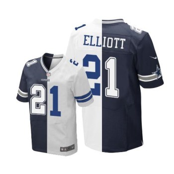Cowboys #21 Ezekiel Elliott Navy Blue/White Men's Stitched NFL Elite Split Jersey Cowboys #21 Ezekiel Elliott Navy Blue/White Men's Stitched NFL Elite Split Jersey