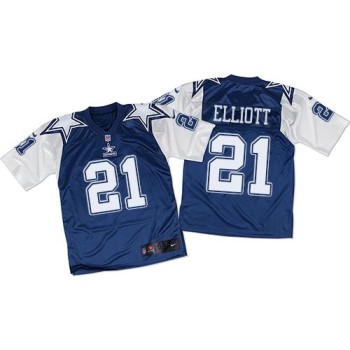 Cowboys #21 Ezekiel Elliott Navy Blue/White Throwback Men's Stitched NFL Elite Jersey Cowboys #21 Ezekiel Elliott Navy Blue/White Throwback Men's Stitched NFL Elite Jersey
