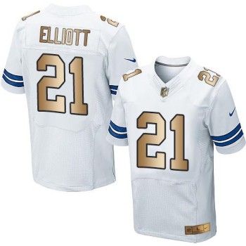 Cowboys #21 Ezekiel Elliott White Men's Stitched NFL Elite Gold Jersey Cowboys #21 Ezekiel Elliott White Men's Stitched NFL Elite Gold Jersey