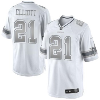 Cowboys #21 Ezekiel Elliott White Men's Stitched NFL Limited Platinum Jersey Cowboys #21 Ezekiel Elliott White Men's Stitched NFL Limited Platinum Jersey