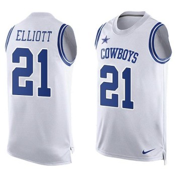 Cowboys #21 Ezekiel Elliott White Men's Stitched NFL Limited Tank Top Jersey Cowboys #21 Ezekiel Elliott White Men's Stitched NFL Limited Tank Top Jersey