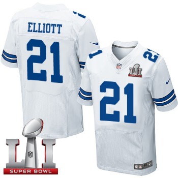 Cowboys #21 Ezekiel Elliott White Men's Stitched NFL Super Bowl LI 51 Elite Jersey Cowboys #21 Ezekiel Elliott White Men's Stitched NFL Super Bowl LI 51 Elite Jersey