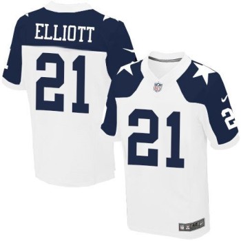 Cowboys #21 Ezekiel Elliott White Thanksgiving Men's Stitched NFL Throwback Elite Jersey Cowboys #21 Ezekiel Elliott White Thanksgiving Men's Stitched NFL Throwback Elite Jersey