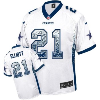 Cowboys #21 Ezekiel Elliott White Youth Stitched NFL Elite Drift Fashion Jersey
