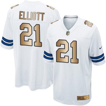 Cowboys #21 Ezekiel Elliott White Youth Stitched NFL Elite Gold Jersey