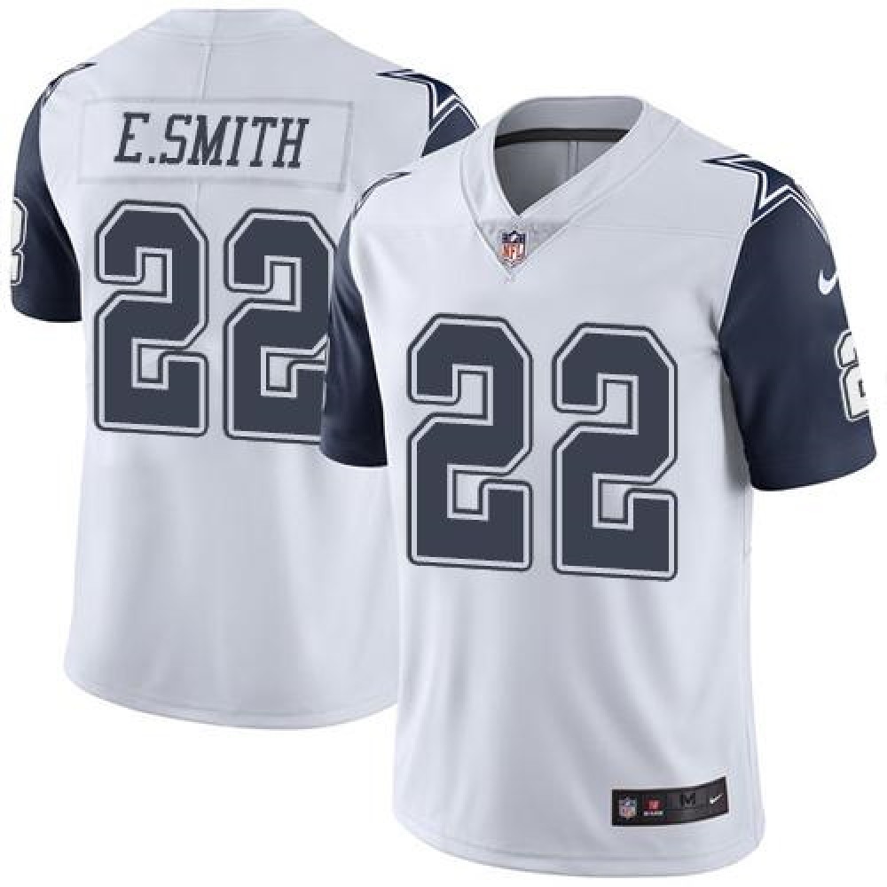 Cowboys #22 Emmitt Smith White Men's Stitched NFL Limited Rush Jersey