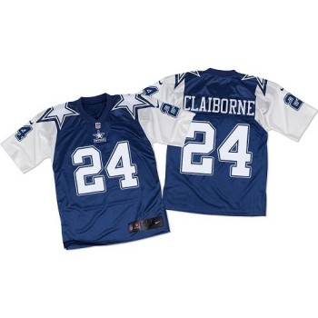 Cowboys #24 Morris Claiborne Navy Blue/White Throwback Men's Stitched NFL Elite Jersey Cowboys #24 Morris Claiborne Navy Blue/White Throwback Men's Stitched NFL Elite Jersey