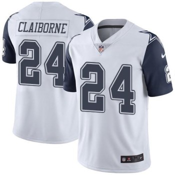 Cowboys #24 Morris Claiborne White Men's Stitched NFL Limited Rush Jersey Cowboys #24 Morris Claiborne White Men's Stitched NFL Limited Rush Jersey