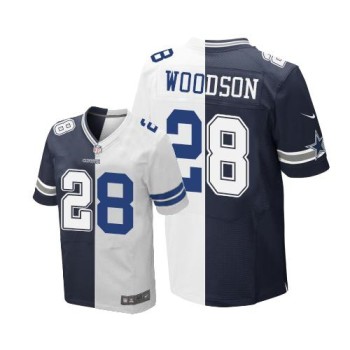Cowboys #28 Darren Woodson Navy Blue/White Men's Stitched NFL Elite Split Jersey Cowboys #28 Darren Woodson Navy Blue/White Men's Stitched NFL Elite Split Jersey