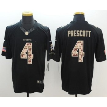 Cowboys #4 Dak Prescott Black Men's Stitched NFL Limited Salute To Service Jersey