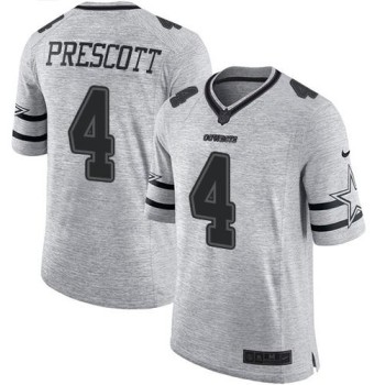 Cowboys #4 Dak Prescott Gray Men's Stitched NFL Limited Gridiron Gray II Jersey Cowboys #4 Dak Prescott Gray Men's Stitched NFL Limited Gridiron Gray II Jersey