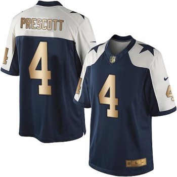 Cowboys #4 Dak Prescott Navy Blue Thanksgiving Men's Stitched NFL Limited Gold Jersey Cowboys #4 Dak Prescott Navy Blue Thanksgiving Men's Stitched NFL Limited Gold Jersey