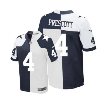 Cowboys #4 Dak Prescott Navy Blue/White Men's Stitched NFL Elite Split Jersey Cowboys #4 Dak Prescott Navy Blue/White Men's Stitched NFL Elite Split Jersey