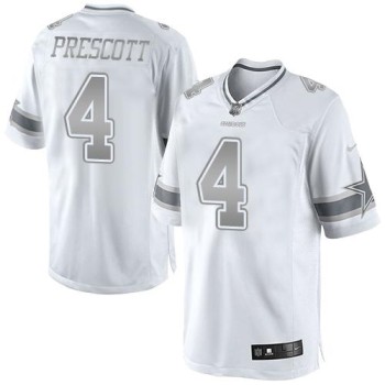 Cowboys #4 Dak Prescott White Men's Stitched NFL Limited Platinum Jersey Cowboys #4 Dak Prescott White Men's Stitched NFL Limited Platinum Jersey