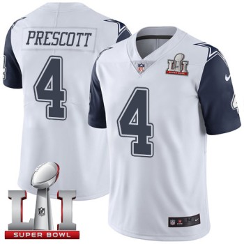 Cowboys #4 Dak Prescott White Youth Stitched NFL Super Bowl LI 51 Limited Rush Jersey Cowboys #4 Dak Prescott White Youth Stitched NFL Super Bowl LI 51 Limited Rush Jersey