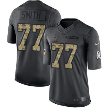 Cowboys #77 Tyron Smith Black Men's Stitched NFL Limited 2016 Salute To Service Jersey