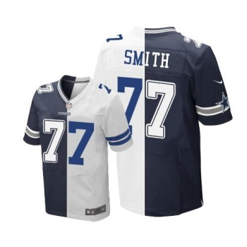 Cowboys #77 Tyron Smith Navy Blue/White Men's Stitched NFL Elite Split Jersey Cowboys #77 Tyron Smith Navy Blue/White Men's Stitched NFL Elite Split Jersey