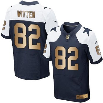 Cowboys #82 Jason Witten Navy Blue Thanksgiving Throwback Men's Stitched NFL Elite Gold Jersey Cowboys #82 Jason Witten Navy Blue Thanksgiving Throwback Men's Stitched NFL Elite Gold Jersey