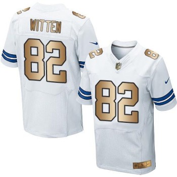 Cowboys #82 Jason Witten White Men's Stitched NFL Elite Gold Jersey Cowboys #82 Jason Witten White Men's Stitched NFL Elite Gold Jersey