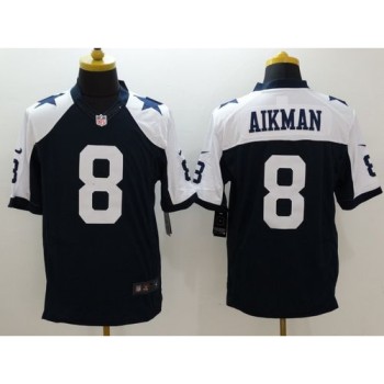 Cowboys #8 Troy Aikman Navy Blue Thanksgiving Throwback Men's Stitched NFL Limited Jersey Cowboys #8 Troy Aikman Navy Blue Thanksgiving Throwback Men's Stitched NFL Limited Jersey