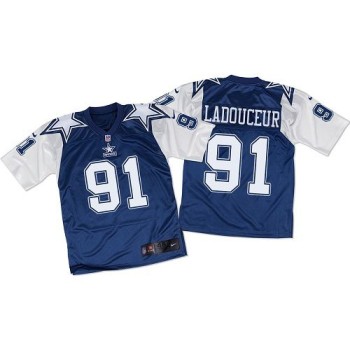 Cowboys #91 L. P. Ladouceur Navy Blue/White Throwback Men's Stitched NFL Elite Jersey Cowboys #91 L. P. Ladouceur Navy Blue/White Throwback Men's Stitched NFL Elite Jersey