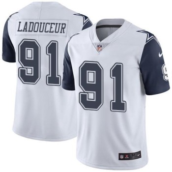 Cowboys #91 L. P. Ladouceur White Men's Stitched NFL Limited Rush Jersey Cowboys #91 L. P. Ladouceur White Men's Stitched NFL Limited Rush Jersey
