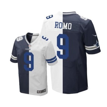Cowboys #9 Tony Romo Navy Blue/White Men's Stitched NFL Elite Split Jersey Cowboys #9 Tony Romo Navy Blue/White Men's Stitched NFL Elite Split Jersey