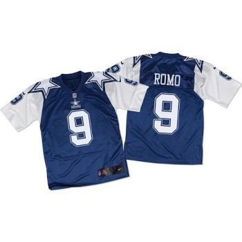 Cowboys #9 Tony Romo Navy Blue/White Throwback Men's Stitched NFL Elite Jersey Cowboys #9 Tony Romo Navy Blue/White Throwback Men's Stitched NFL Elite Jersey
