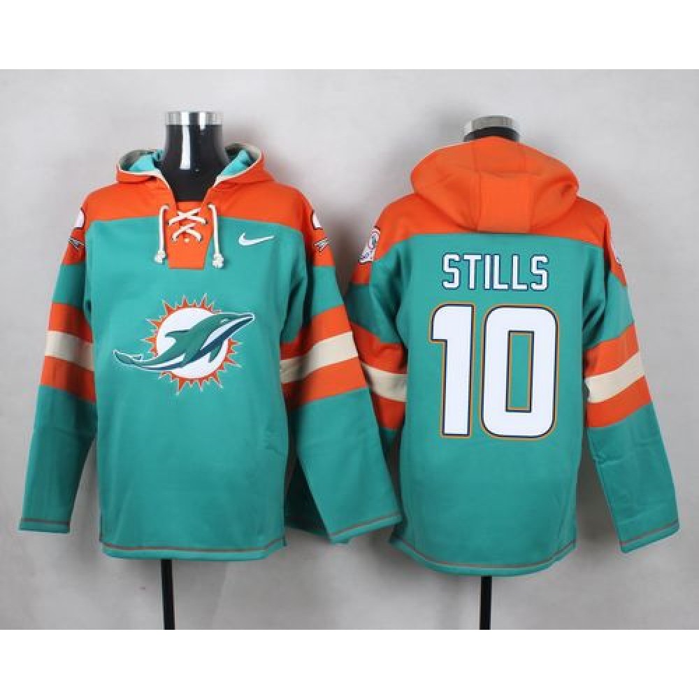 Dolphins #10 Kenny Stills Aqua Green Player Pullover NFL Hoodie