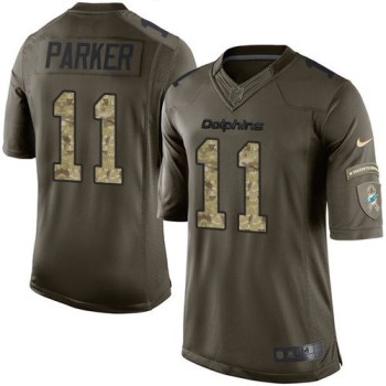 Dolphins #11 DeVante Parker Green Youth Stitched NFL Limited Salute to Service Jersey