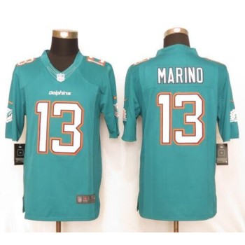 Dolphins #13 Dan Marino Aqua Green Team Color Men's Stitched NFL Limited Jersey Dolphins #13 Dan Marino Aqua Green Team Color Men's Stitched NFL Limited Jersey