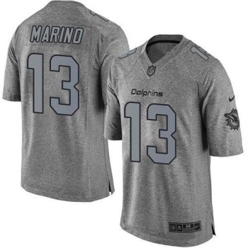 Dolphins #13 Dan Marino Gray Men's Stitched NFL Limited Gridiron Gray Jersey Dolphins #13 Dan Marino Gray Men's Stitched NFL Limited Gridiron Gray Jersey