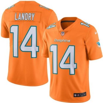 Dolphins #14 Jarvis Landry Orange Men's Stitched NFL Limited Rush Jersey
