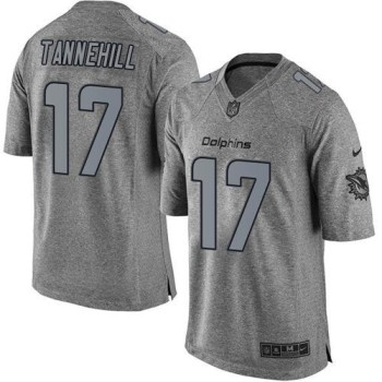 Dolphins #17 Ryan Tannehill Gray Men's Stitched NFL Limited Gridiron Gray Jersey Dolphins #17 Ryan Tannehill Gray Men's Stitched NFL Limited Gridiron Gray Jersey