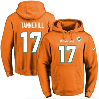 Dolphins #17 Ryan Tannehill Orange Name & Number Pullover NFL Hoodie