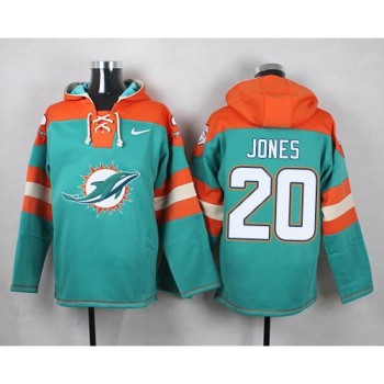 Dolphins #20 Reshad Jones Aqua Green Player Pullover NFL Hoodie Dolphins #20 Reshad Jones Aqua Green Player Pullover NFL Hoodie
