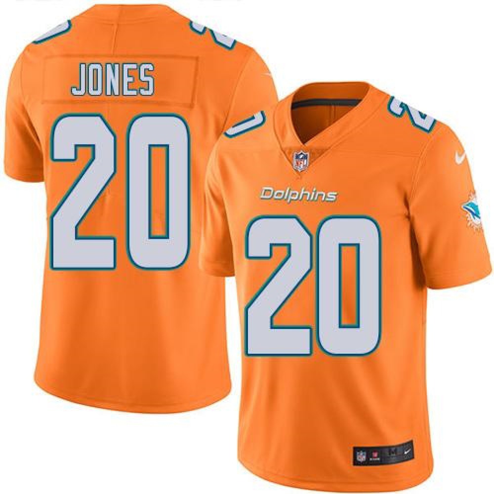 Dolphins #20 Reshad Jones Orange Men's Stitched NFL Limited Rush Jersey