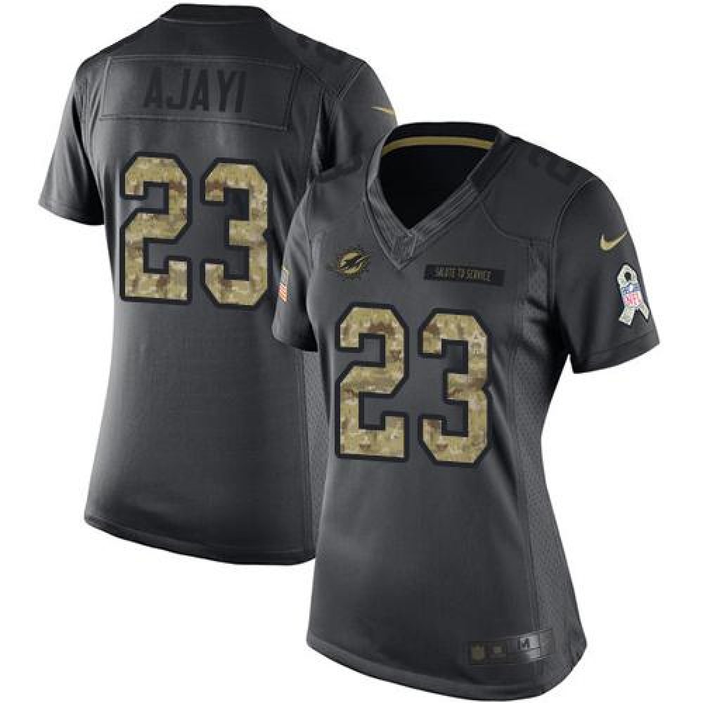Dolphins #23 Jay Ajayi Black Women's Stitched NFL Limited 2016 Salute to Service Jersey