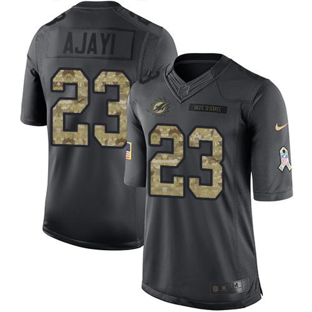 Dolphins #23 Jay Ajayi Black Youth Stitched NFL Limited 2016 Salute to Service Jersey