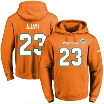 Dolphins #23 Jay Ajayi Orange Name & Number Pullover NFL Hoodie