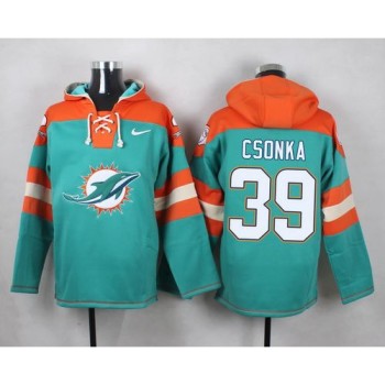 Dolphins #39 Larry Csonka Aqua Green Player Pullover NFL Hoodie Dolphins #39 Larry Csonka Aqua Green Player Pullover NFL Hoodie