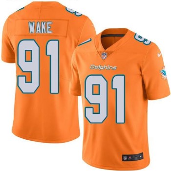 Dolphins #91 Cameron Wake Orange Youth Stitched NFL Limited Rush Jersey Dolphins #91 Cameron Wake Orange Youth Stitched NFL Limited Rush Jersey