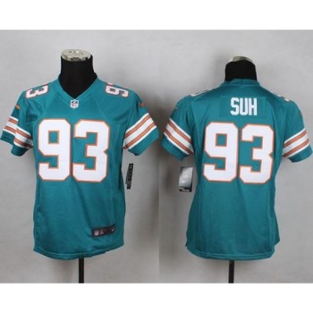 Dolphins #93 Ndamukong Suh Aqua Green Alternate Youth Stitched NFL Elite Jersey Dolphins #93 Ndamukong Suh Aqua Green Alternate Youth Stitched NFL Elite Jersey
